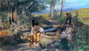Jesus and woman at well